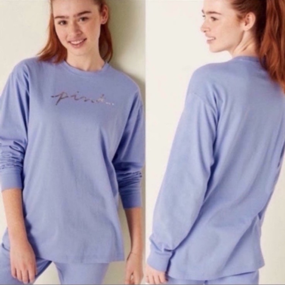 PINK VS CAMPUS LONG SLEEVE TEE